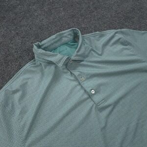 Johnnie O Polo Shirt Mens 2XL Green Geometric Print Performance Golf Stretch UV